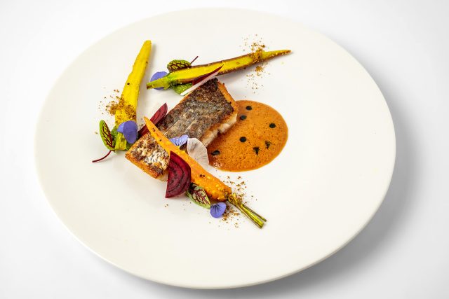 Exquisite tasting menu course at Sindhu Indian restaurant, Compleat Angler Marlow.